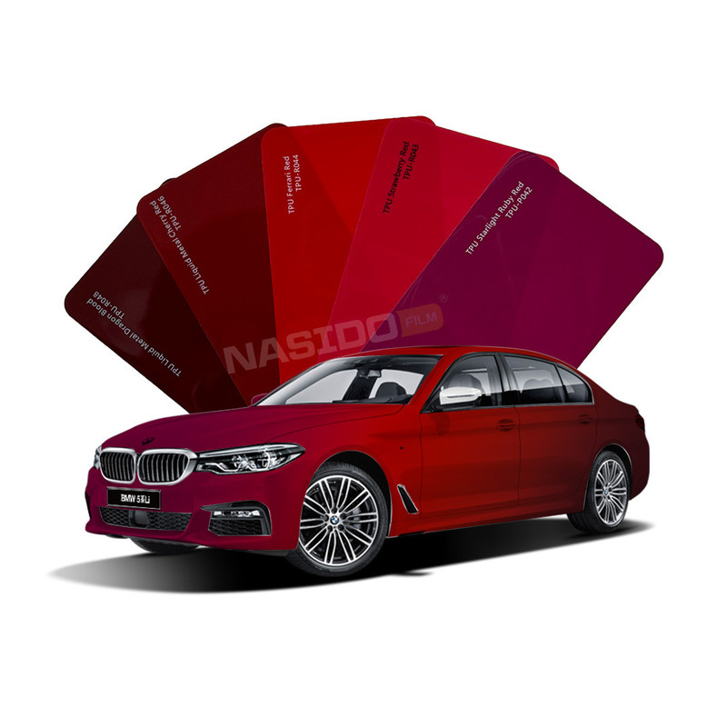Color Red Car Wrap Film Corrosion Resistance Infrared Proof TPU Car Wrap